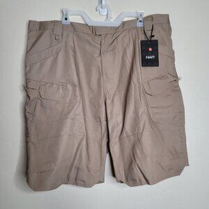 HWB Sz 4XL Tactical Cargo Shorts Ripstop Beige Outdoor Hiking Fishing 10” inseam
